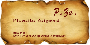 Plavsits Zsigmond névjegykártya